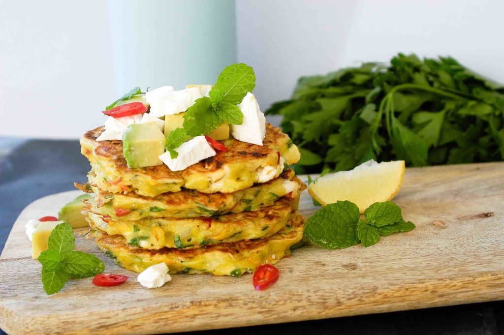 5 veg and feta fritters