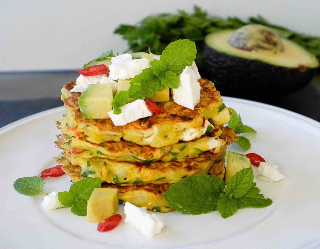 5 veg and feta fritters