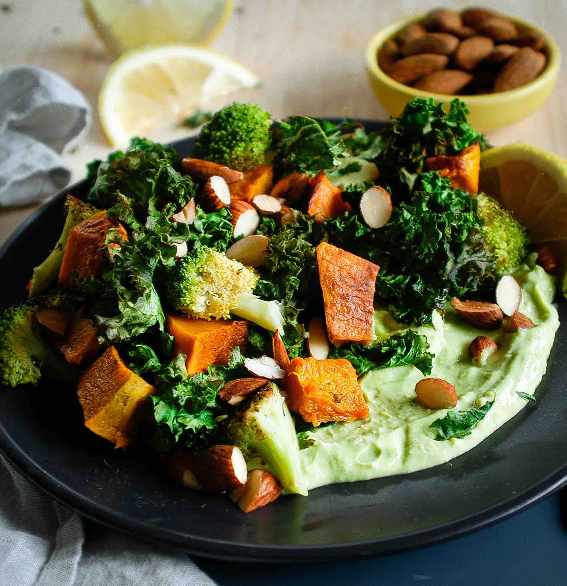 Roasted Kale Pumpkin Almond Salad Shift Nutrition